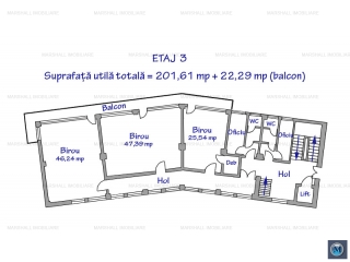 Spatiu  birouri de inchiriat, zona Ultracentral, 205 mp