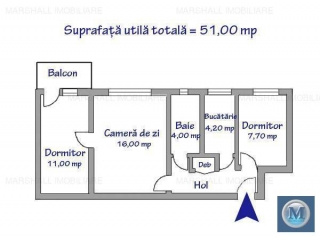 Apartament 3 camere de vanzare, zona Mihai Bravu, 51 mp