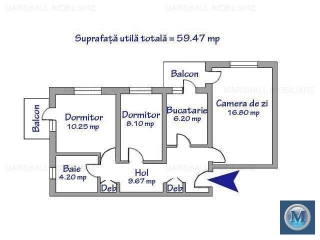 Apartament 3 camere de vanzare, zona Mihai Bravu, 59.47 mp