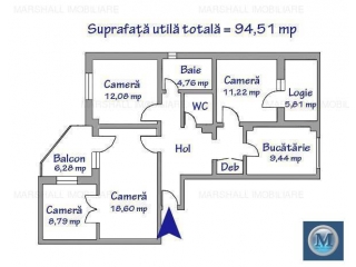 Apartament 4 camere de vanzare, zona Ultracentral, 94.51 mp