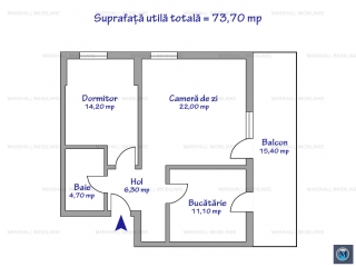 Apartament 2 camere de vanzare, zona B-dul Bucuresti, 73.7 mp