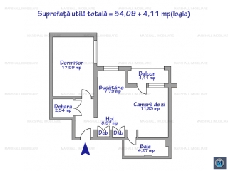 Apartament 2 camere de vanzare, zona Republicii, 54.09 mp