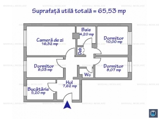 Apartament 4 camere de vanzare, zona Mihai Bravu, 65.53 mp