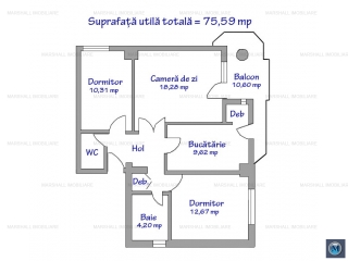 Apartament 3 camere de vanzare, zona Republicii, 86.91 mp