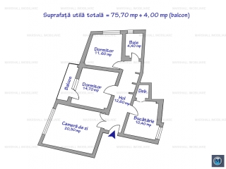 Apartament 3 camere de vanzare, zona Ultracentral, 79.7 mp