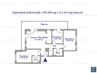 Apartament 4 camere de vanzare, zona Exterior Nord, 90.98 mp