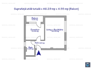 Apartament 2 camere de vanzare, zona Central, 47 mp
