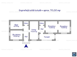 Casa cu 3 camere de vanzare, zona Cantacuzino, 70 mp