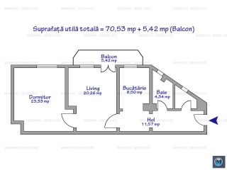 Apartament 2 camere de vanzare, zona Central, 75.95 mp