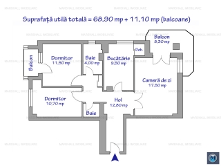 Apartament 3 camere de vanzare, zona Ultracentral, 79.80 mp