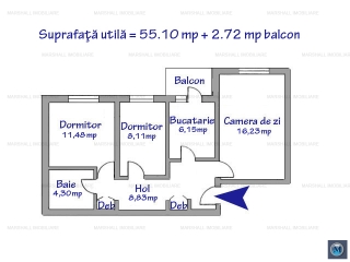 Apartament 3 camere de vanzare, zona Paltinis, 55 mp