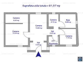 Spatiu  birouri de inchiriat, zona Central, 61.57 mp