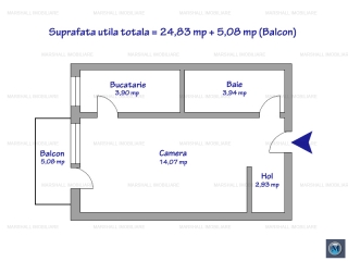 Garsoniera de vanzare, zona Ultracentral, 24.83 mp