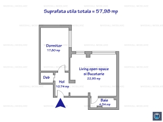Apartament 2 camere de vanzare, zona Republicii, 57,98 mp
