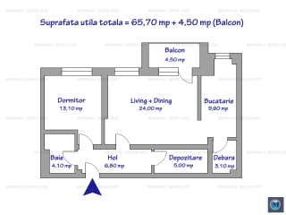Apartament 2 camere de vanzare, zona Albert, 65,70 mp