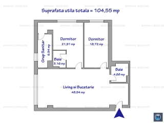 Apartament 3 camere de vanzare, zona 9 Mai, 104,55 mp