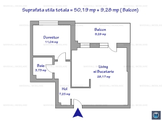 Apartament 2 camere de vanzare, zona Albert, 50.19 mp