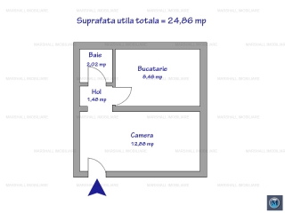 Garsoniera de vanzare, zona Vest, 24,86 mp