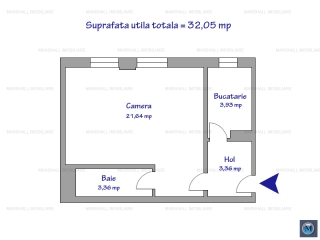 Garsoniera de vanzare, zona Ultracentral, 32,05 mp