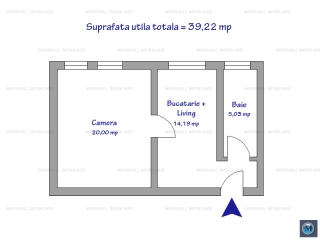 Apartament 2 camere de vanzare, zona Democratiei, 39,22 mp