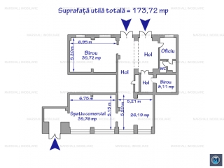 Spatiu comercial de inchiriat, zona P-ta Mihai Viteazu, 173.72 mp
