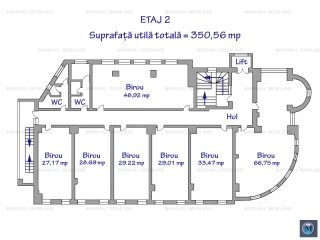 Spatiu  birouri de inchiriat, zona Central, 350.56 mp